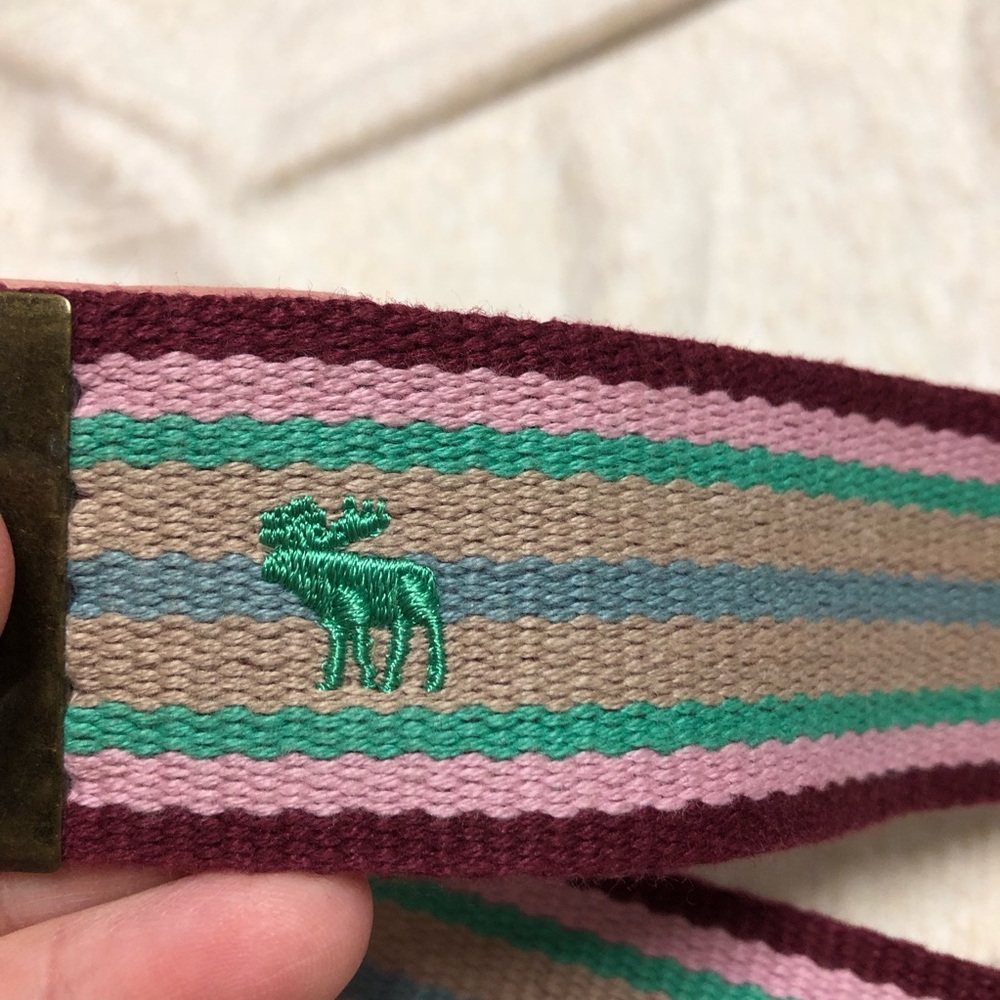 Lot of Two Ambercrombie and Fitch Cotton D Ring Belts Stripes Y2K Adjustable - Picture 5 of 6